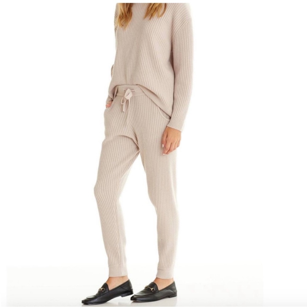 NakedCashmere Soft Beige Ribbed Joggers